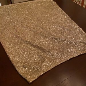 Sequin bias cut skirt in champagne